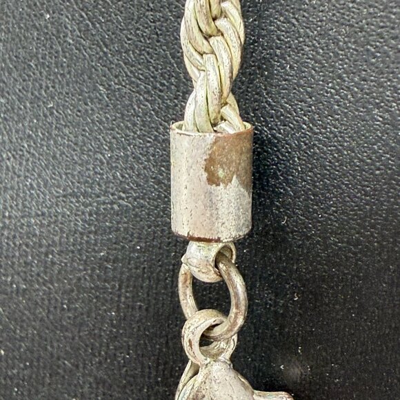 Twist Rope Chain Tassel Lariat Necklace Silver Tone Chic Elegant Minimalist - Picture 6 of 7